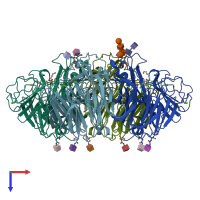 PDB entry 5nzn coloured by chain, top view.