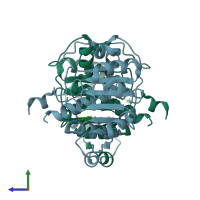 PDB entry 5nzo coloured by chain, side view.