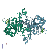 PDB entry 5nzq coloured by chain, top view.