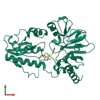 Monomeric assembly 1 of PDB entry 5nzw coloured by chemically distinct molecules, front view.
