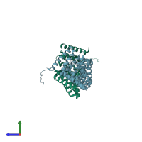 PDB entry 5o01 coloured by chain, side view.