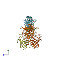 PDB entry 5o05 coloured by chain, side view.