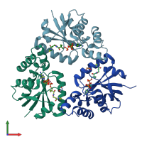 PDB entry 5o08 coloured by chain, front view.