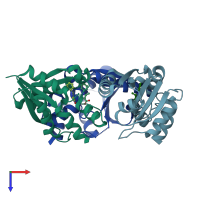 PDB entry 5o0a coloured by chain, top view.