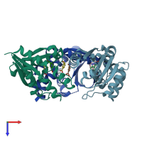 PDB entry 5o0b coloured by chain, top view.