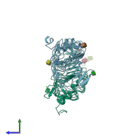 PDB entry 5o0l coloured by chain, side view.