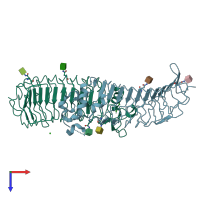 PDB entry 5o0l coloured by chain, top view.