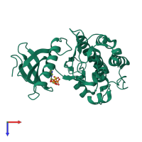 PDB entry 5o0y coloured by chain, top view.