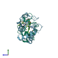 PDB entry 5o10 coloured by chain, side view.