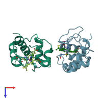 PDB entry 5o10 coloured by chain, top view.