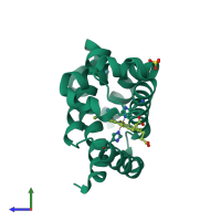 PDB entry 5o17 coloured by chain, side view.