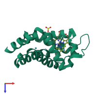 PDB entry 5o17 coloured by chain, top view.