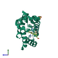 PDB entry 5o18 coloured by chain, side view.