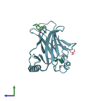 PDB entry 5o1a coloured by chain, side view.