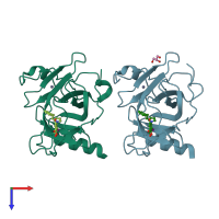 PDB entry 5o1g coloured by chain, top view.