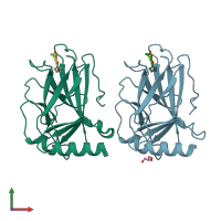 PDB entry 5o1h coloured by chain, front view.