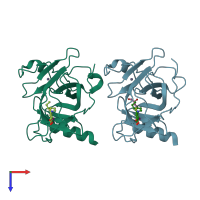 PDB entry 5o1h coloured by chain, top view.