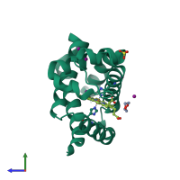 PDB entry 5o1k coloured by chain, side view.