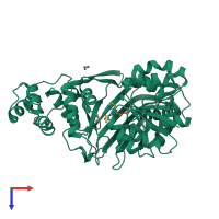 PDB entry 5o1n coloured by chain, top view.