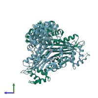 PDB entry 5o1o coloured by chain, side view.