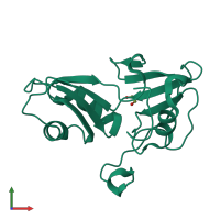 PDB entry 5o1w coloured by chain, front view.