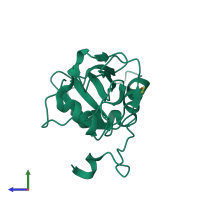 PDB entry 5o1w coloured by chain, side view.