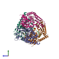 PDB entry 5o22 coloured by chain, side view.