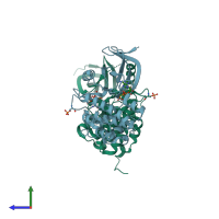 PDB entry 5o26 coloured by chain, side view.