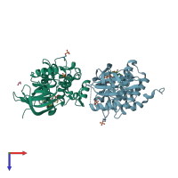 PDB entry 5o26 coloured by chain, top view.