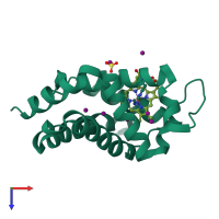PDB entry 5o27 coloured by chain, top view.