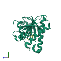 PDB entry 5o2d coloured by chain, side view.