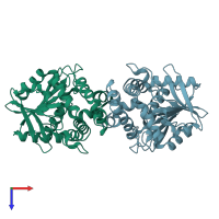 PDB entry 5o2g coloured by chain, top view.