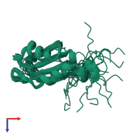 PDB entry 5o2v coloured by chain, ensemble of 20 models, top view.