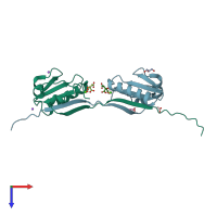PDB entry 5o2z coloured by chain, top view.