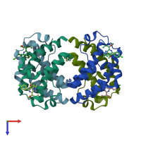 PDB entry 5o3b coloured by chain, top view.