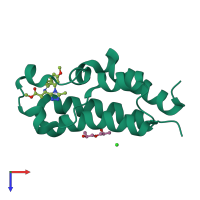 PDB entry 5o3c coloured by chain, top view.