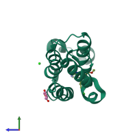 PDB entry 5o3f coloured by chain, side view.