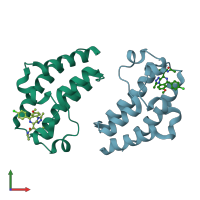 PDB entry 5o3g coloured by chain, front view.