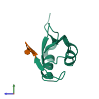 PDB entry 5o3j coloured by chain, side view.