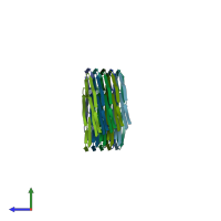 PDB entry 5o3l coloured by chain, side view.