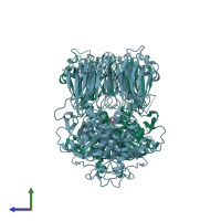 PDB entry 5o3x coloured by chain, side view.