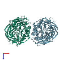 PDB entry 5o3x coloured by chain, top view.