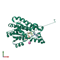 PDB entry 5o43 coloured by chain, front view.