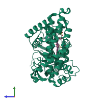 PDB entry 5o4l coloured by chain, side view.