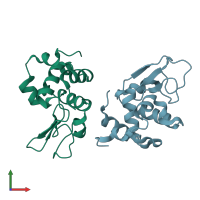 PDB entry 5o4x coloured by chain, front view.