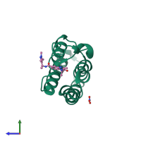 PDB entry 5o55 coloured by chain, side view.