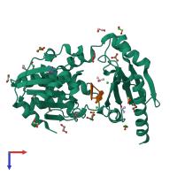 PDB entry 5o58 coloured by chain, top view.