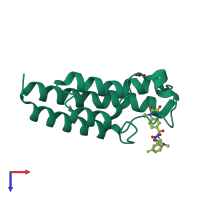 PDB entry 5o5f coloured by chain, top view.