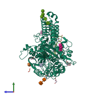 PDB entry 5o5r coloured by chain, side view.