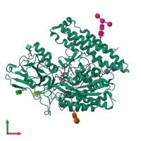 PDB entry 5o5t coloured by chain, front view.